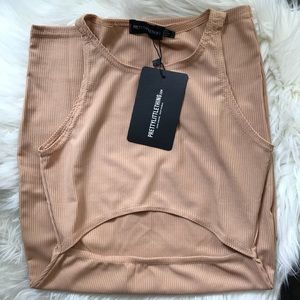 Prettylittlething Nude Cutout Dress